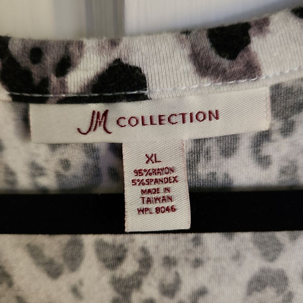 JM Collection Three Quarter Sleeve Animal Print Banded Waist Top Size XL - Picture 6 of 7